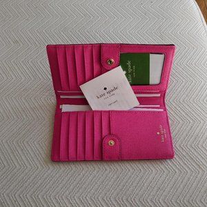 Kate Spade long wallet Fuchsia Pink/Gold